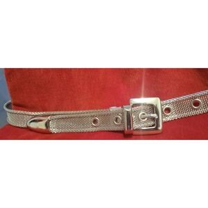 Silver Mesh Belt with Buckle Metal